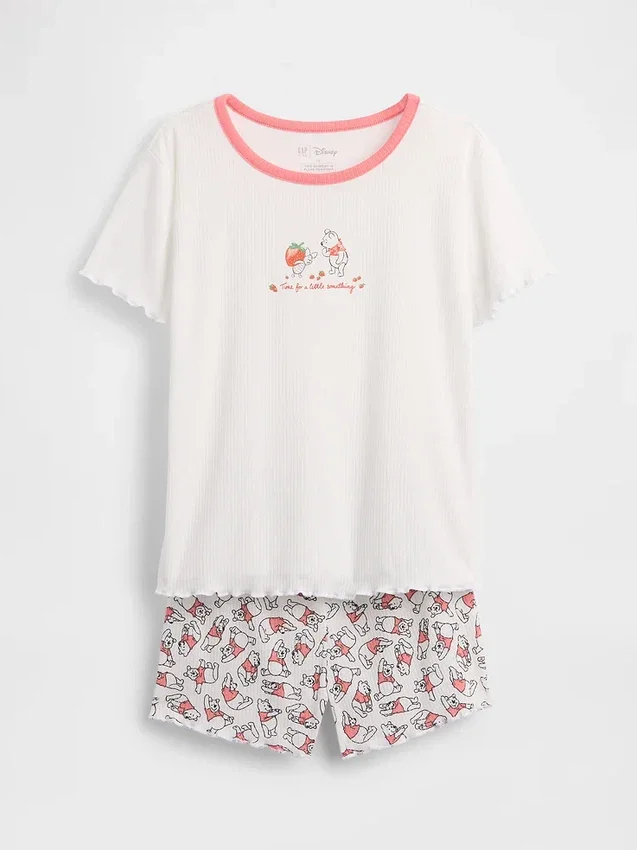 Kinder-Pyjama-Set „Winnie the Pooh“ mit Recycelt-Rippstrick-Shorts