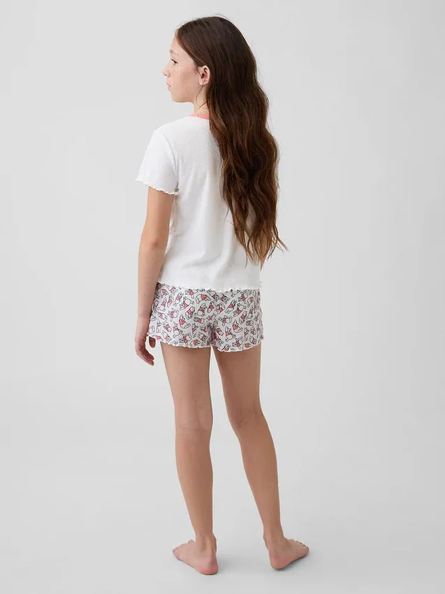 Kinder-Pyjama-Set „Winnie the Pooh“ mit Recycelt-Rippstrick-Shorts