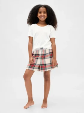 Kinder-Pyjama-Shorts aus recyceltem Flanell