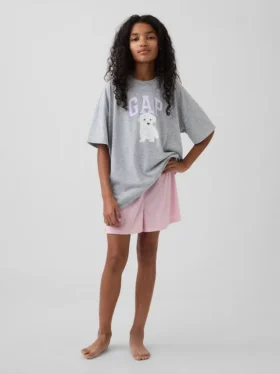 Kinder-Pyjama-Shorts aus recyceltem Pointelle-Jersey