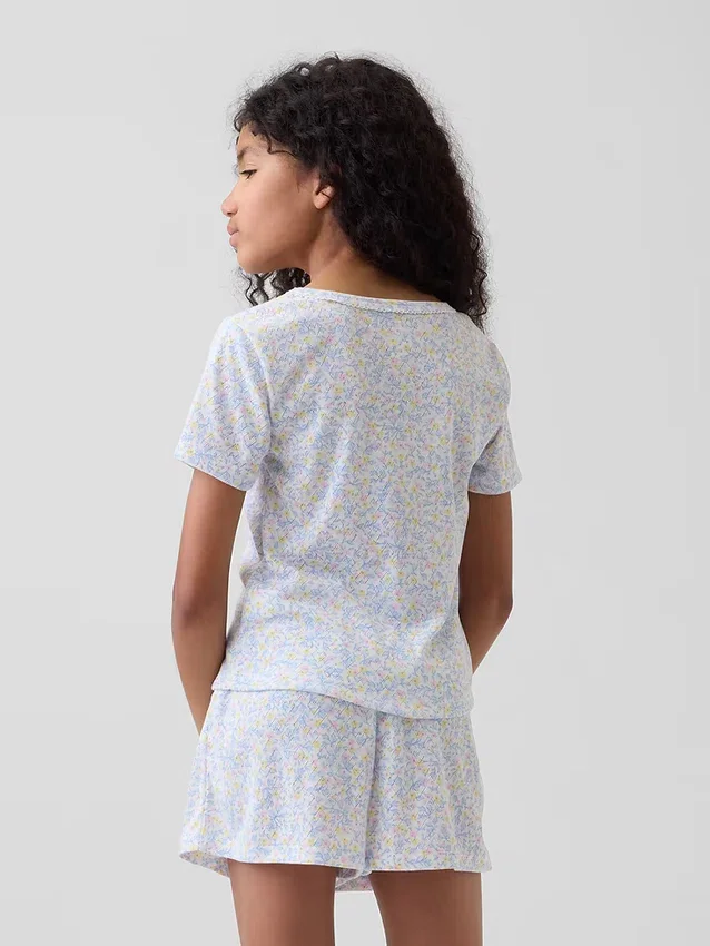 Kinder-Pyjama-Shorts aus recyceltem Pointelle-Jersey