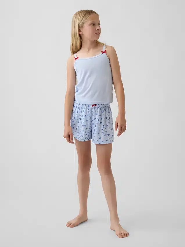 Kinder-Pyjama-Shorts aus recyceltem Rippstrick