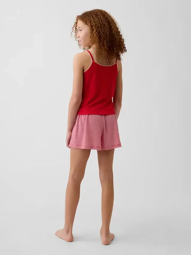 Kinder-Pyjama-Shorts aus recyceltem Rippstrick