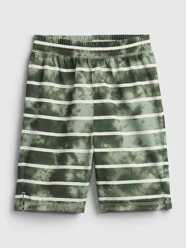 Kinder-Pyjama-Shorts aus recyceltem Stoff mit Tie-Dye-Streifen