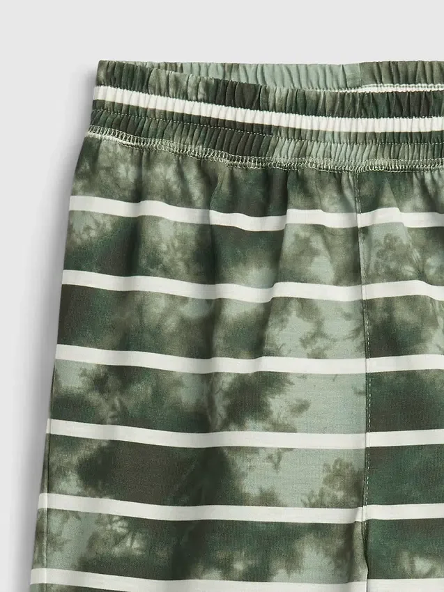 Kinder-Pyjama-Shorts aus recyceltem Stoff mit Tie-Dye-Streifen