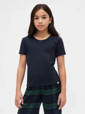 Kinder-Pyjama-T-Shirt aus recyceltem Pointelle-Stoff