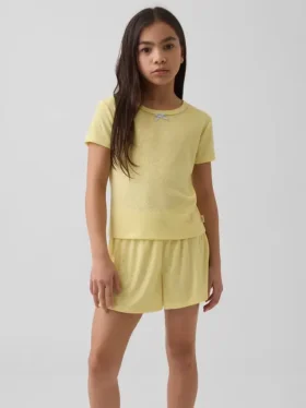 Kinder-Pyjama-T-Shirt aus recyceltem Pointelle-Stoff