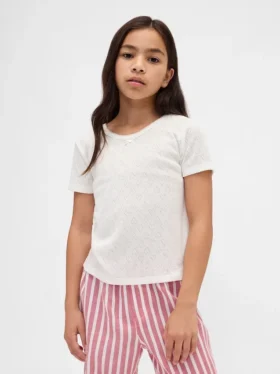 Kinder-Pyjama-T-Shirt aus recyceltem Pointelle-Stoff