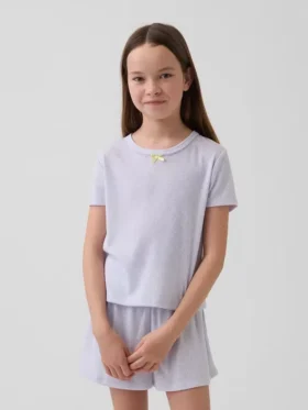 Kinder-Pyjama-T-Shirt aus recyceltem Pointelle-Stoff