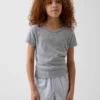 Kinder-Pyjama-T-Shirt aus recyceltem Pointelle-Stoff