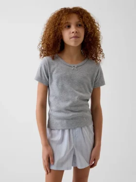 Kinder-Pyjama-T-Shirt aus recyceltem Pointelle-Stoff