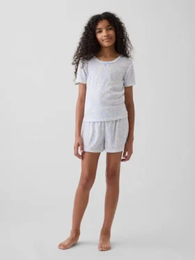 Kinder-Pyjama-T-Shirt aus recyceltem Pointelle-Stoff