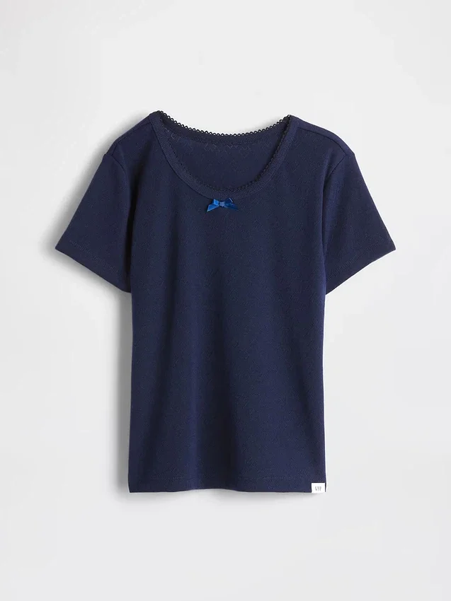 Kinder-Pyjama-T-Shirt aus recyceltem Pointelle-Stoff