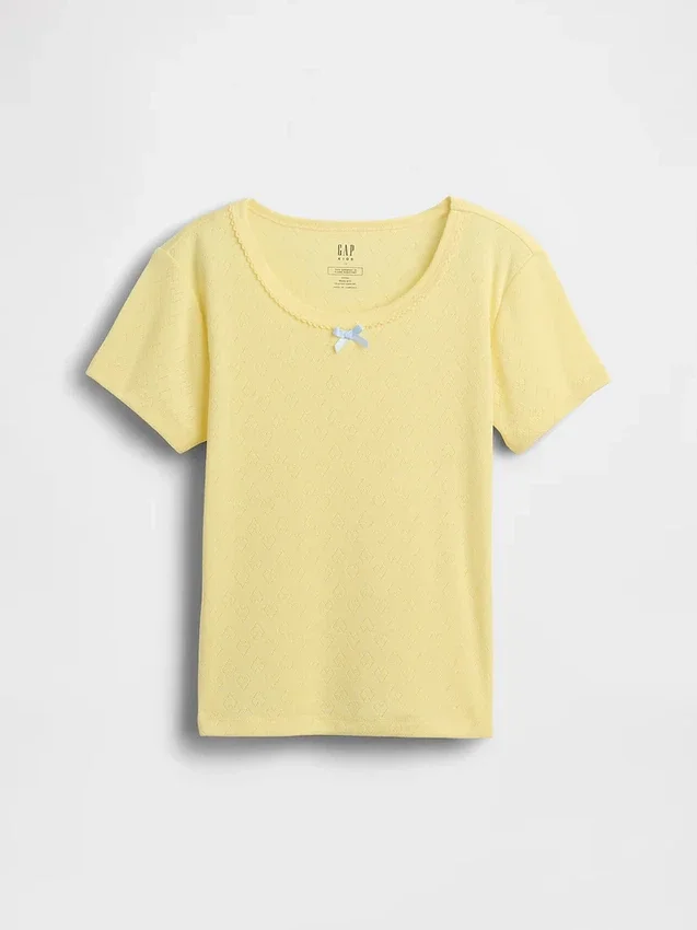 Kinder-Pyjama-T-Shirt aus recyceltem Pointelle-Stoff