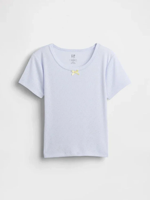 Kinder-Pyjama-T-Shirt aus recyceltem Pointelle-Stoff
