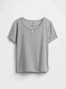 Kinder-Pyjama-T-Shirt aus recyceltem Pointelle-Stoff