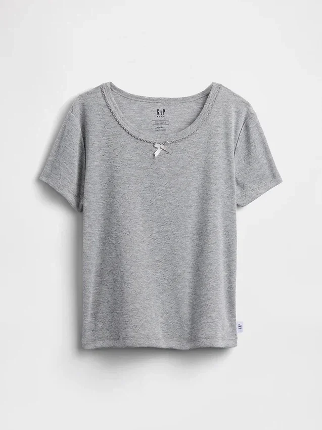 Kinder-Pyjama-T-Shirt aus recyceltem Pointelle-Stoff
