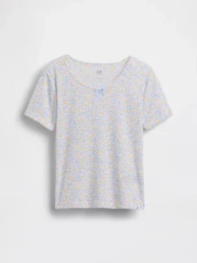 Kinder-Pyjama-T-Shirt aus recyceltem Pointelle-Stoff