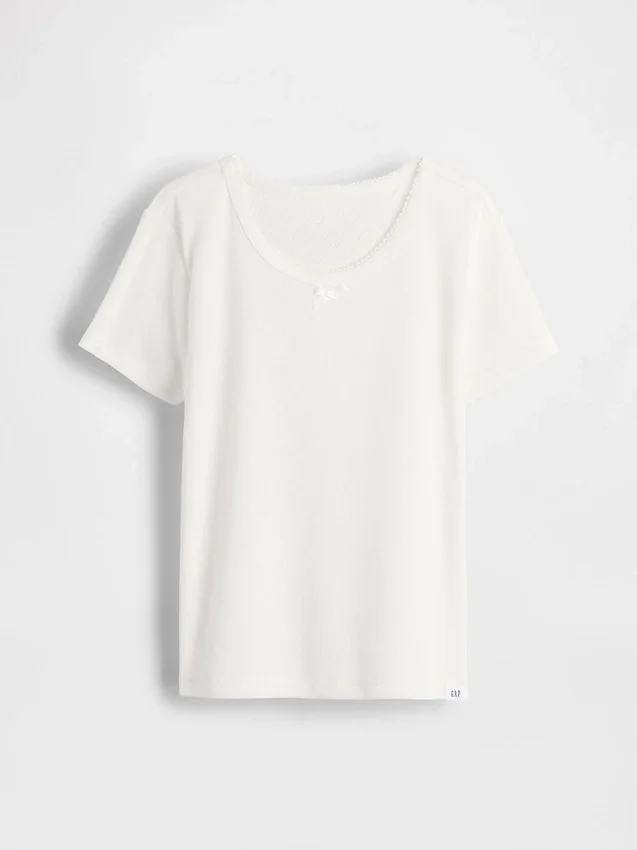 Kinder-Pyjama-T-Shirt aus recyceltem Pointelle-Stoff