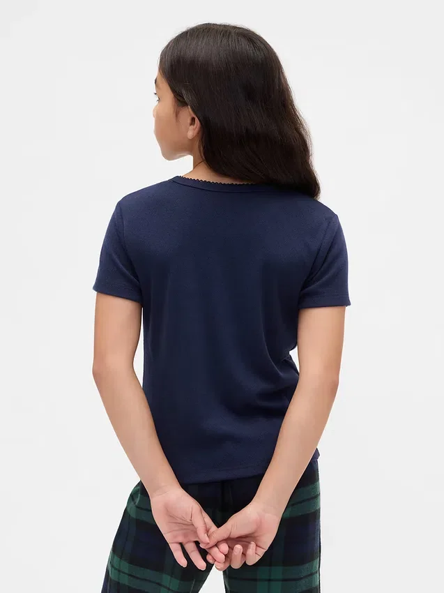 Kinder-Pyjama-T-Shirt aus recyceltem Pointelle-Stoff