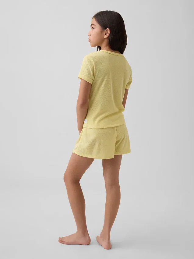 Kinder-Pyjama-T-Shirt aus recyceltem Pointelle-Stoff