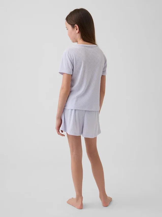 Kinder-Pyjama-T-Shirt aus recyceltem Pointelle-Stoff