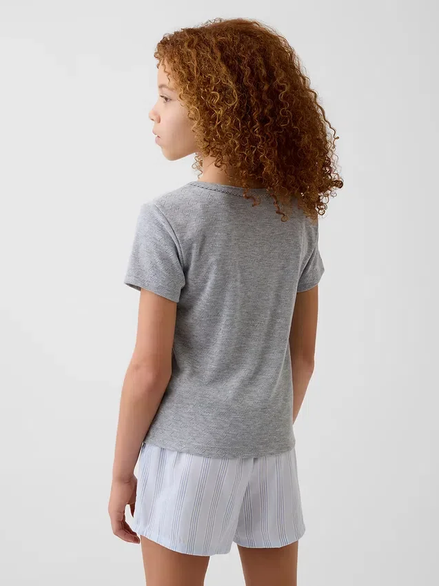 Kinder-Pyjama-T-Shirt aus recyceltem Pointelle-Stoff