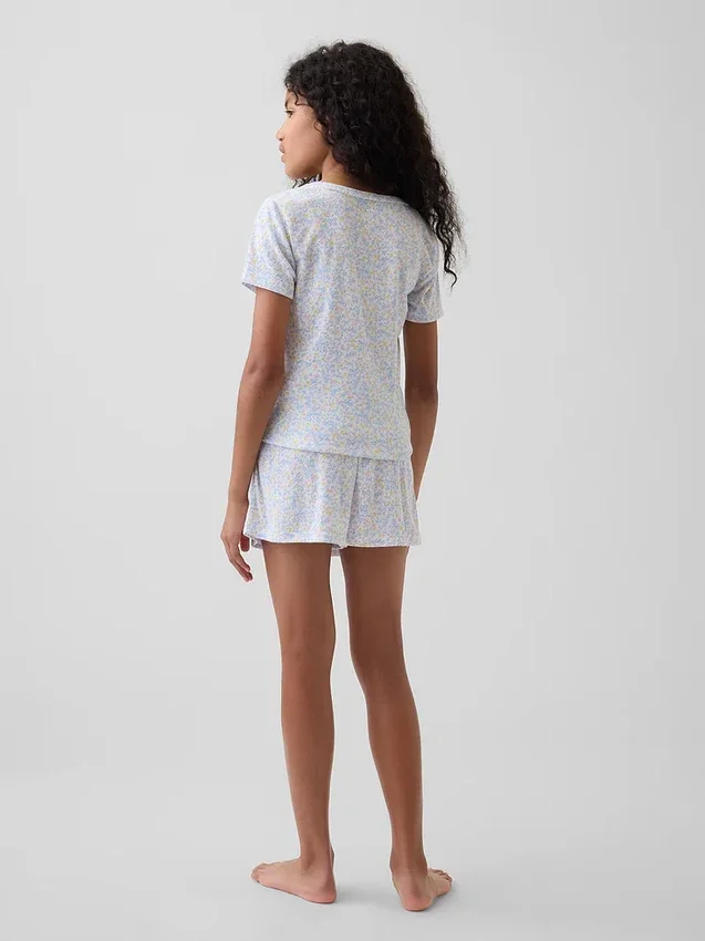 Kinder-Pyjama-T-Shirt aus recyceltem Pointelle-Stoff