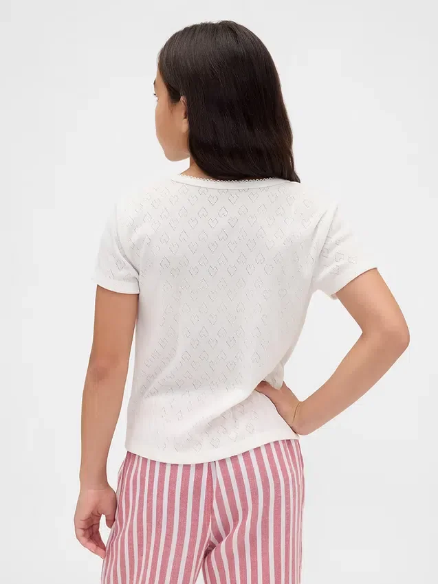 Kinder-Pyjama-T-Shirt aus recyceltem Pointelle-Stoff