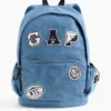 Kinder-Rucksack aus Denim mit Logo-Aufnähern