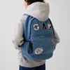 Kinder-Rucksack aus Denim mit Logo-Aufnähern