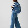 Kinder-Rucksack aus Denim mit Logo-Aufnähern