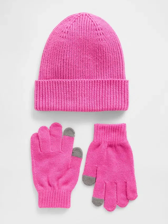 Kinder-Set aus Mütze und Handschuhen