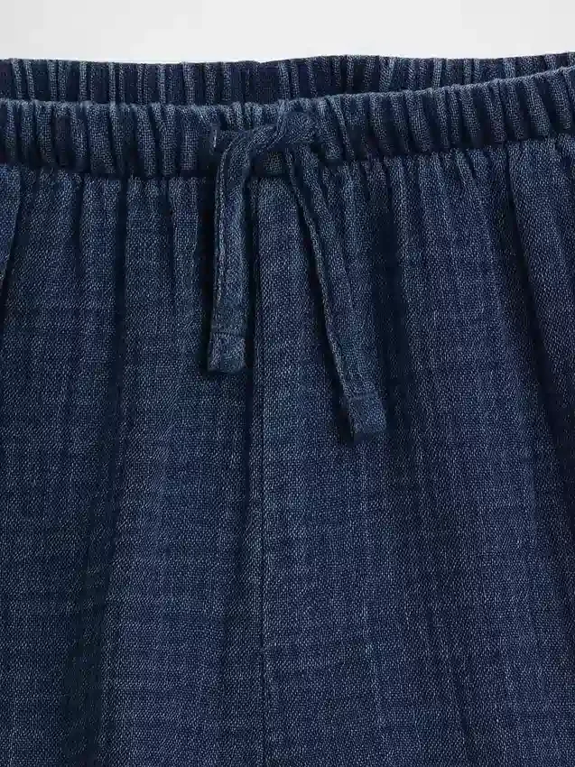 Kinder-Shorts aus Baumwollgaze-Denim mit Rüschen