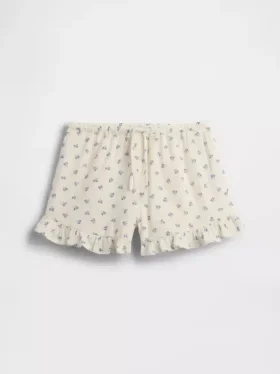Kinder-Shorts aus Baumwollgaze mit Rüschen