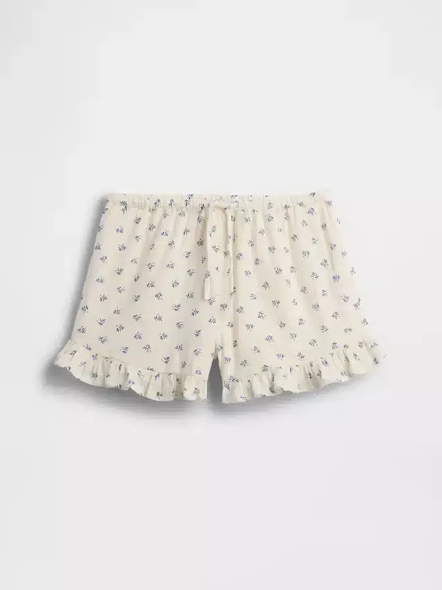 Kinder-Shorts aus Baumwollgaze mit Rüschen