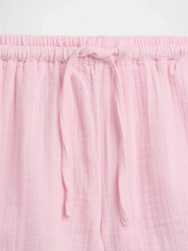 Kinder-Shorts aus Baumwollgaze mit Rüschen