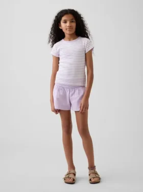 Kinder-Shorts aus Baumwollgaze mit Schmetterlingssaum