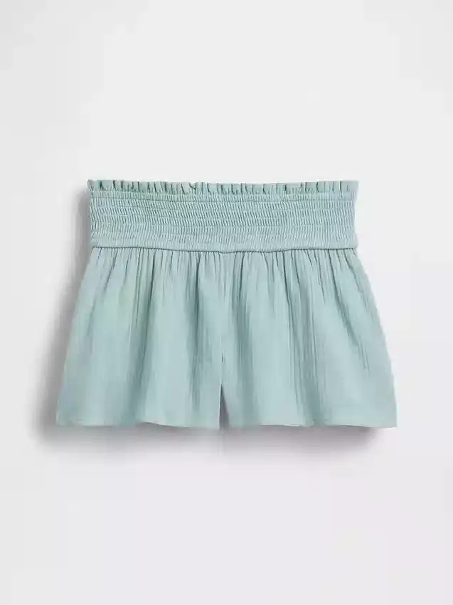 Kinder-Shorts aus Baumwollgaze mit Schmetterlingssaum
