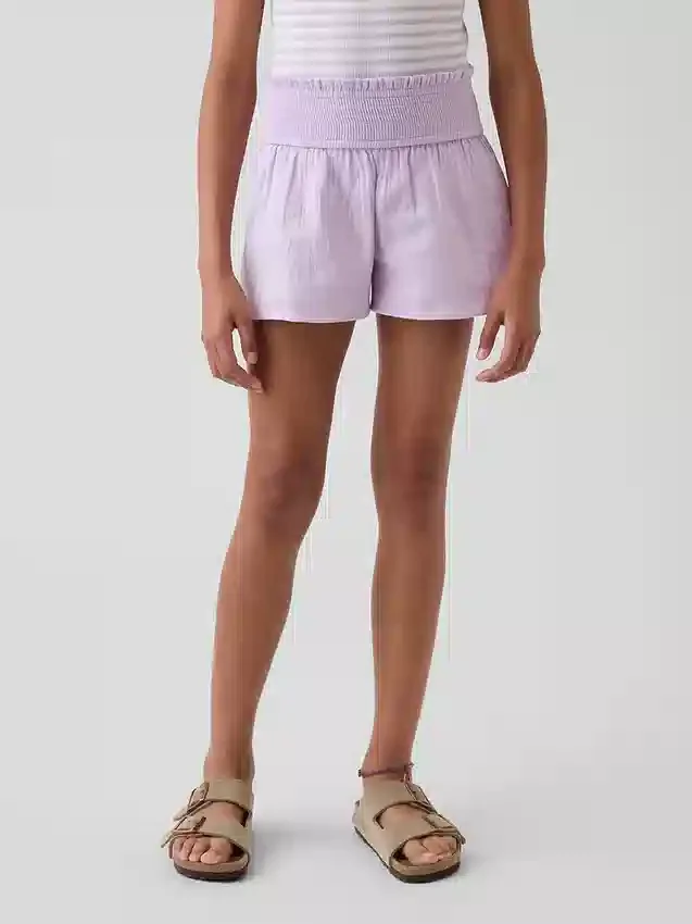 Kinder-Shorts aus Baumwollgaze mit Schmetterlingssaum
