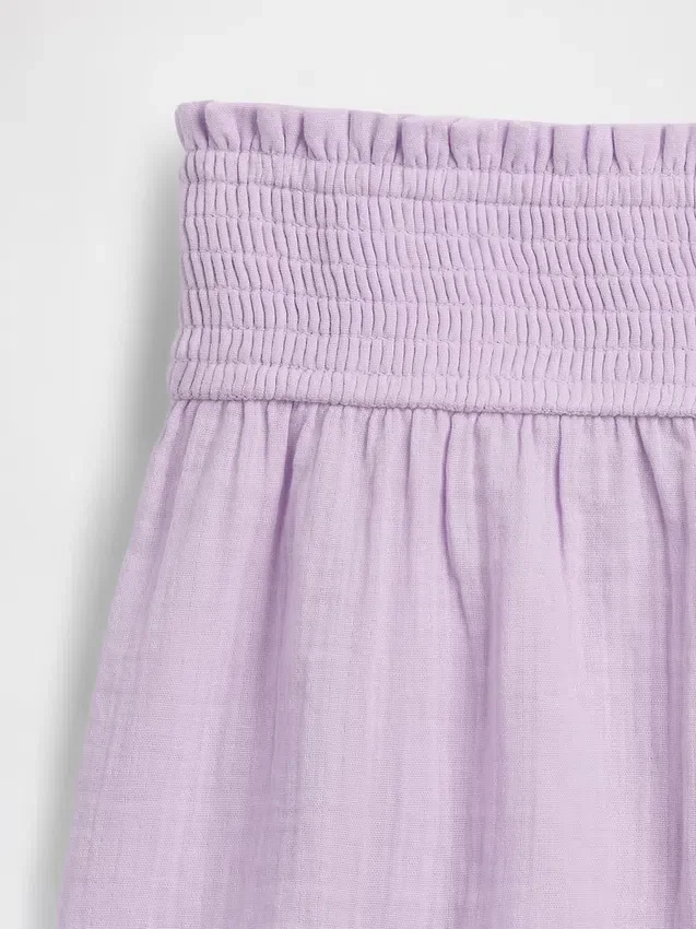 Kinder-Shorts aus Baumwollgaze mit Schmetterlingssaum