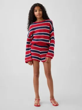 Kinder-Shorts aus Häkelstoff mit Streifenmuster
