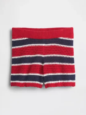 Kinder-Shorts aus Häkelstoff mit Streifenmuster