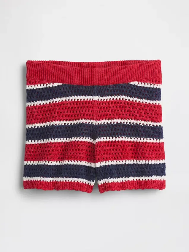 Kinder-Shorts aus Häkelstoff mit Streifenmuster