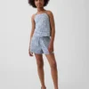 Kinder-Shorts aus Leinen-Baumwolle mit Gingham-Muster