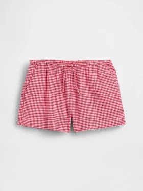 Kinder-Shorts aus Leinen-Baumwolle mit Gingham-Muster