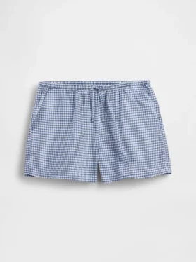 Kinder-Shorts aus Leinen-Baumwolle mit Gingham-Muster