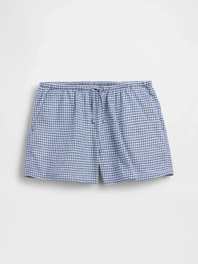 Kinder-Shorts aus Leinen-Baumwolle mit Gingham-Muster