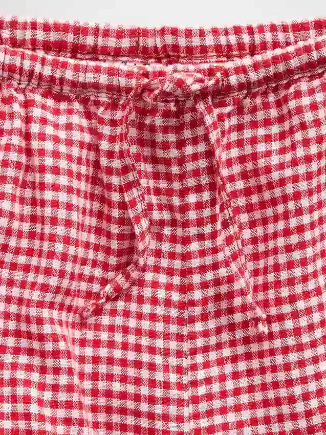 Kinder-Shorts aus Leinen-Baumwolle mit Gingham-Muster