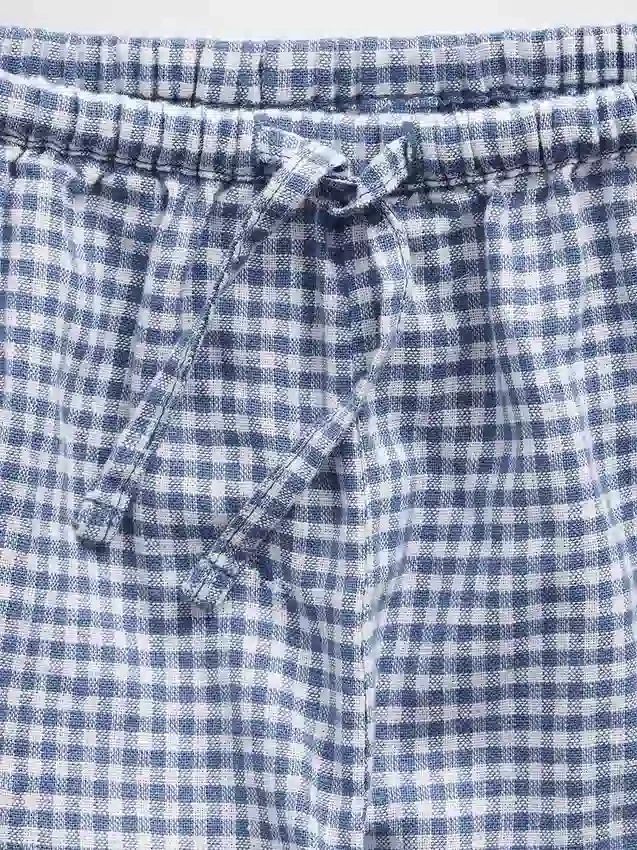 Kinder-Shorts aus Leinen-Baumwolle mit Gingham-Muster